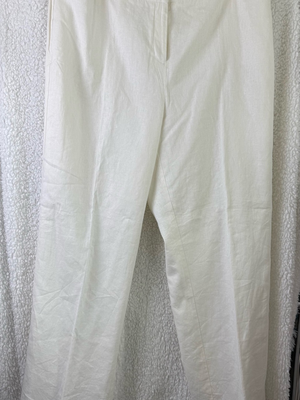NWT Crisp Ivory Lined Linen Wide Leg Pants